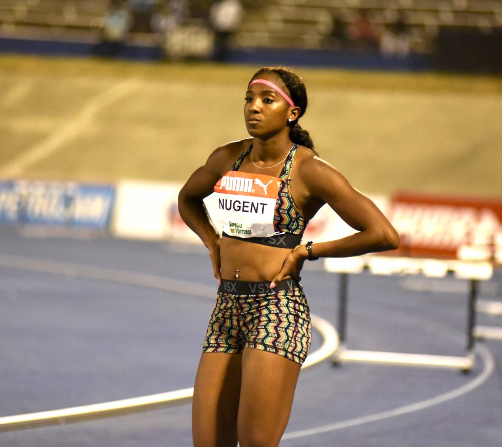 Leah Nugent after the final of the women's 400m hurdles at the Supreme Ventures Jamaica Championships on July 1, 2016