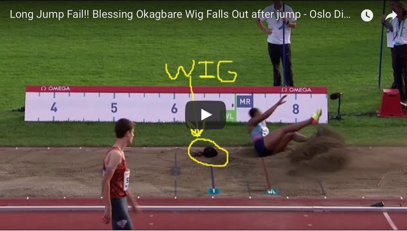 Blessing Okagbare Suffers Embarrassment As Her Wig Falls Off During Jump