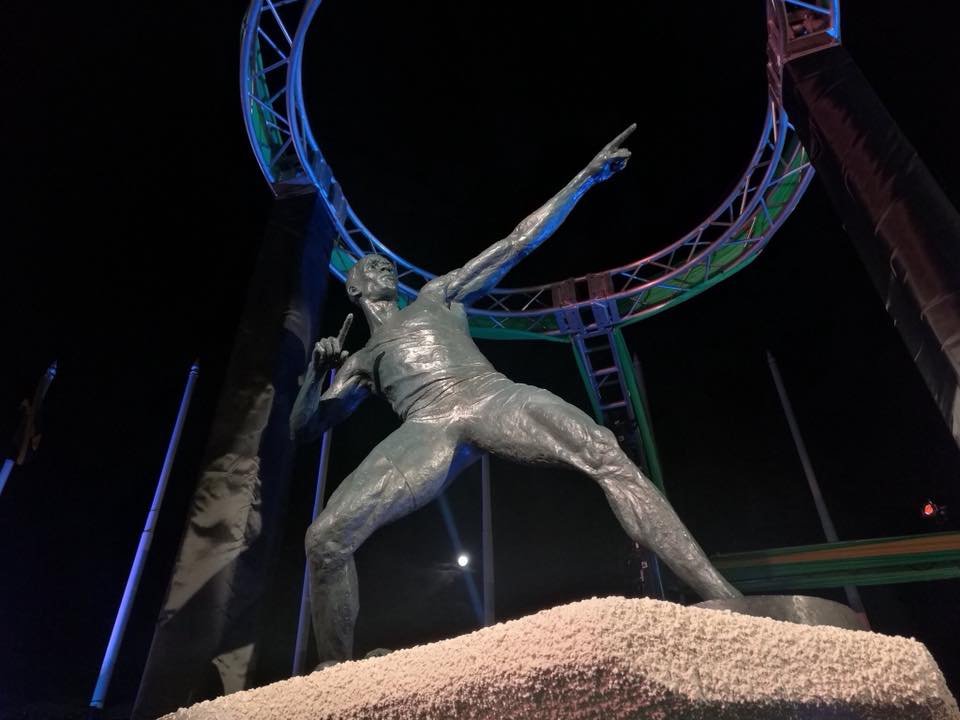Bolt unveils his eight-foot bronze statue in Kingston
