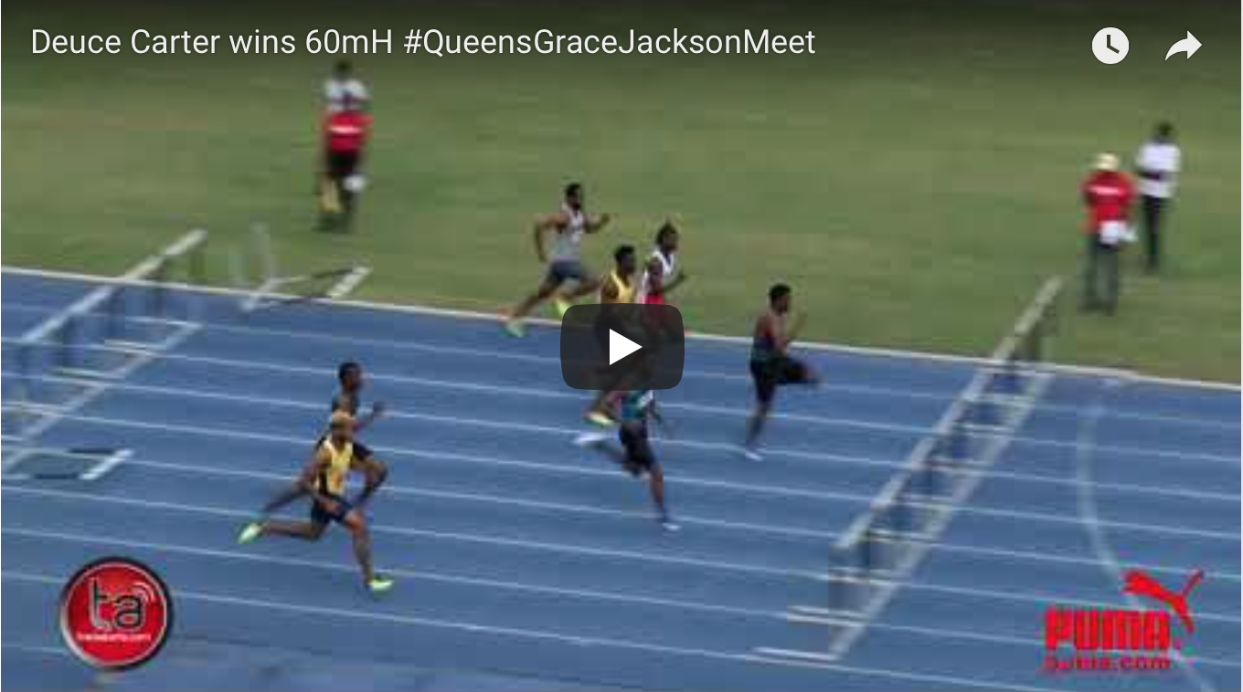 Deuce Carter wins 60mH #QueensGraceJacksonMeet