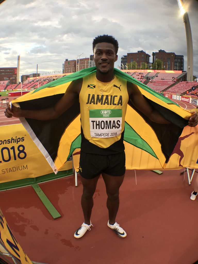 Damion Thomas wins 110m hurdles at at World U20 Championships