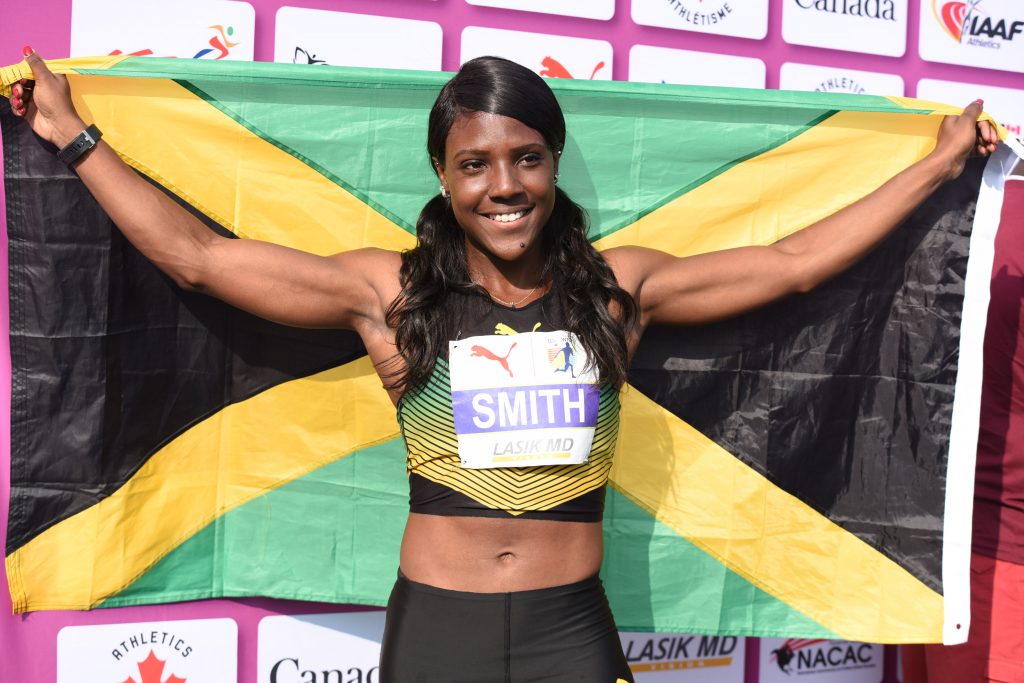 Jonielle Smith, winner of the women's 100m silver medal, here at the NACAC Championships in Toronto