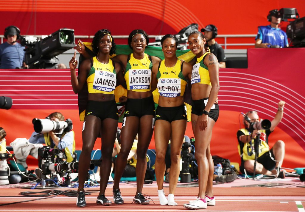Jamaica female 4x400m team wins bronze Doha 2019