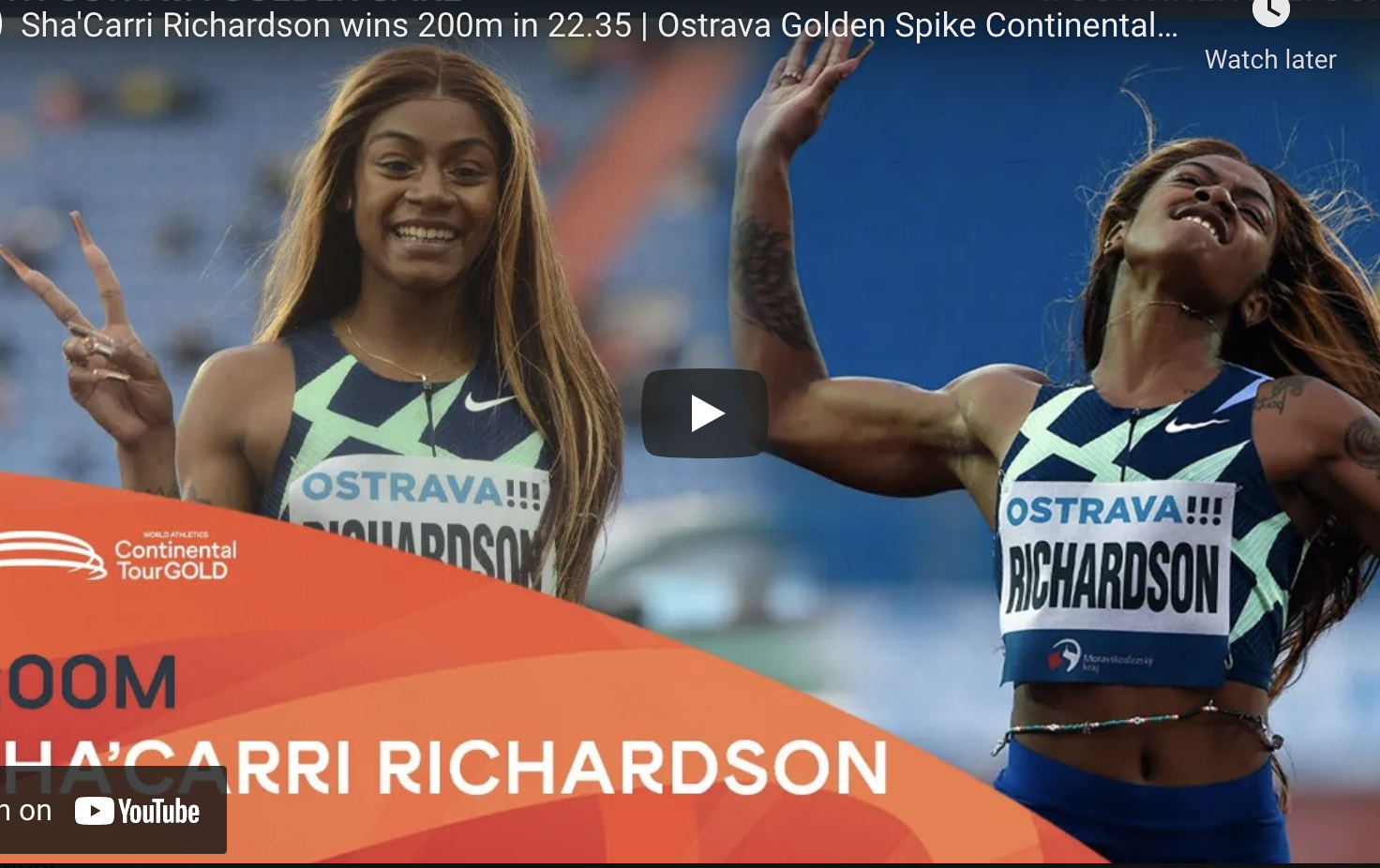 Watch Sha’Carri Richardson 22.35s 200m win at Ostrava Golden Spike