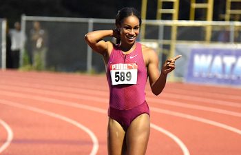 Happy Briana Williams sees faster times