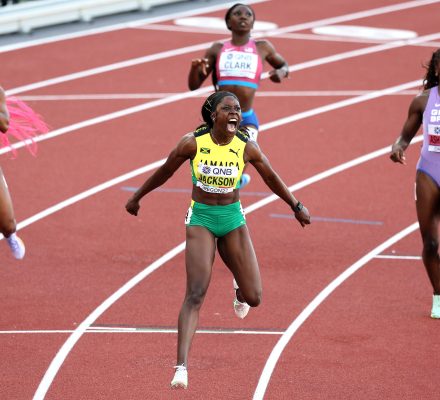 Shericka Jackson goes 21.45 for 200m gold, Fraser-Pryce takes silver with 21.81