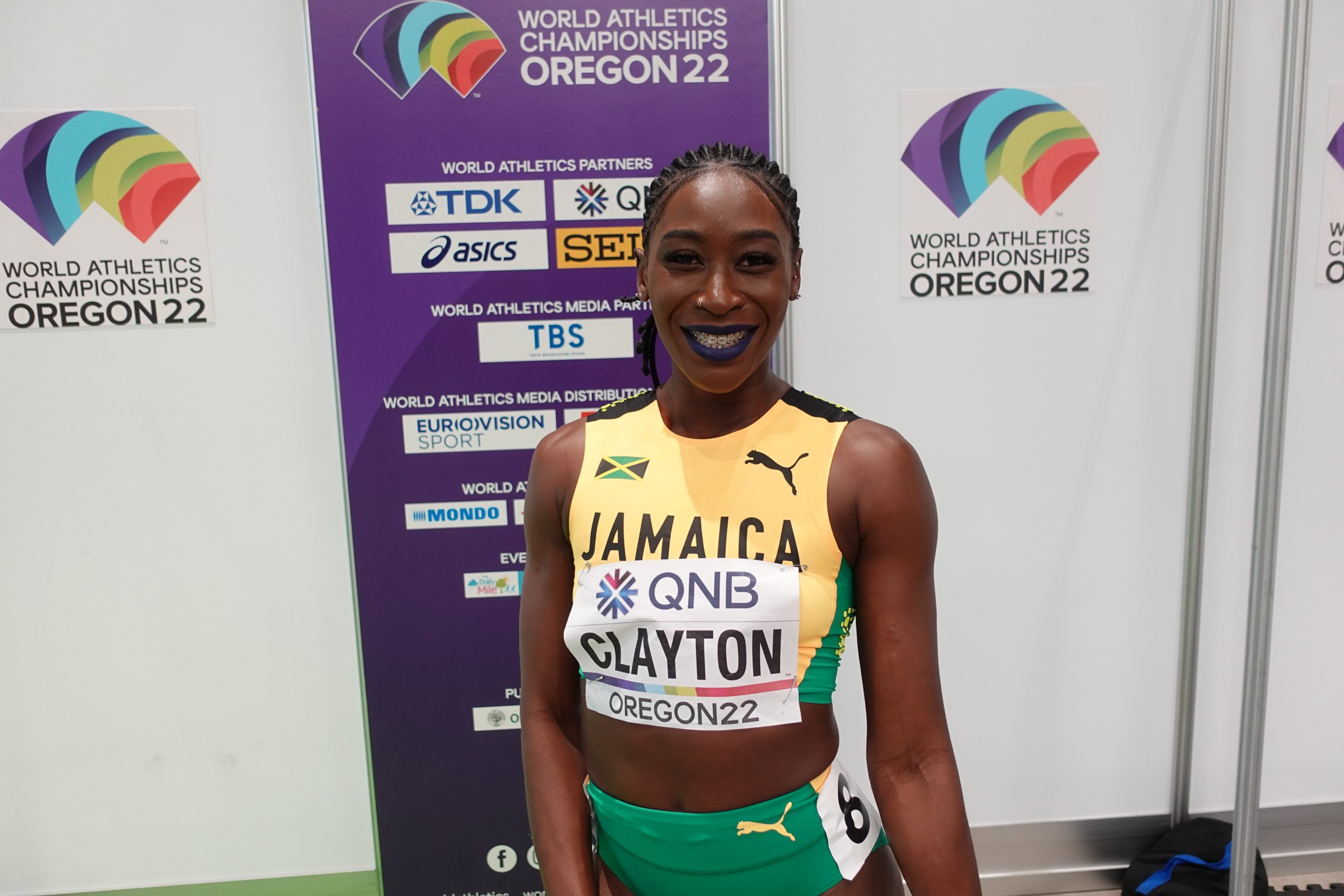 Rushell Clayton at the Oregon22 World Athletics Championships in Eugene, USA