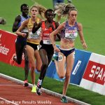 Yasemin Can of Turkey on her way to winning her second European Athletics Championships 10,000m title at Olympic Stadium in Münich (photo by Jane Monti for Race Results Weekly)