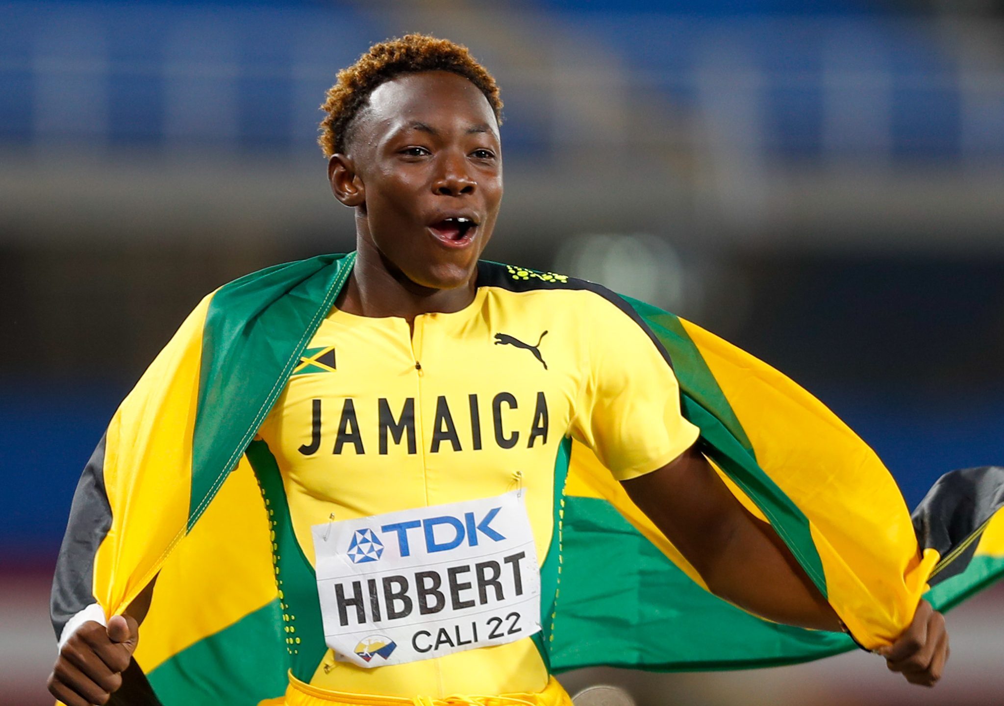 Jaydon Hibbert of Jamaica is the winner of the men's triple jump at the Cali22 World Athletics U20 Championships. He won with a championship record of 17.27m