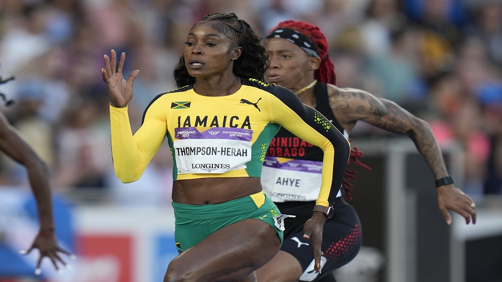 Elaine Thompson-Herah won her first Commonwealth Games title, clocking 10.95 (+0.4) to beat Julien Alfred 11.01 and Daryll Neita 11.07