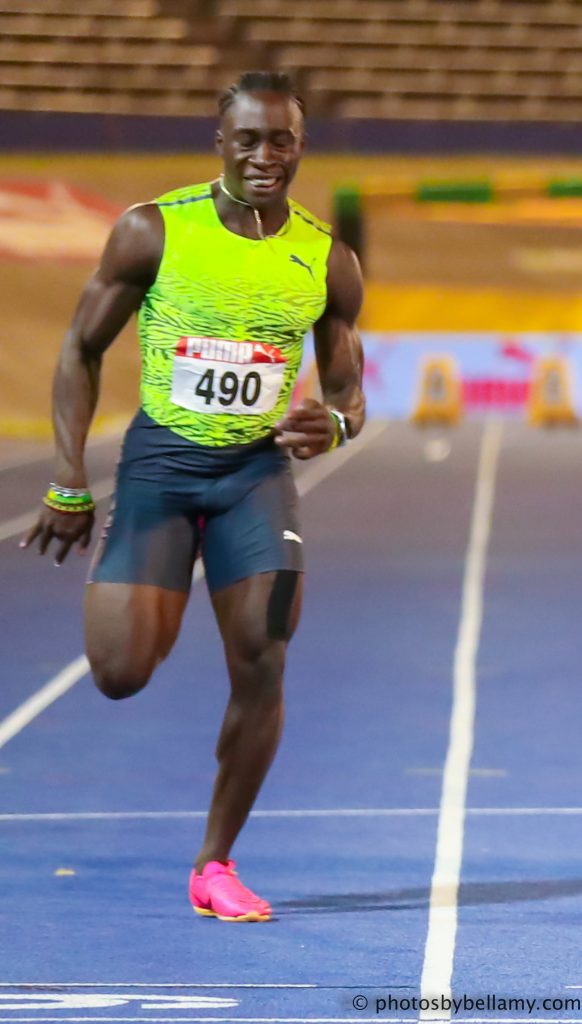 Rohan Watson winning the mens 100m