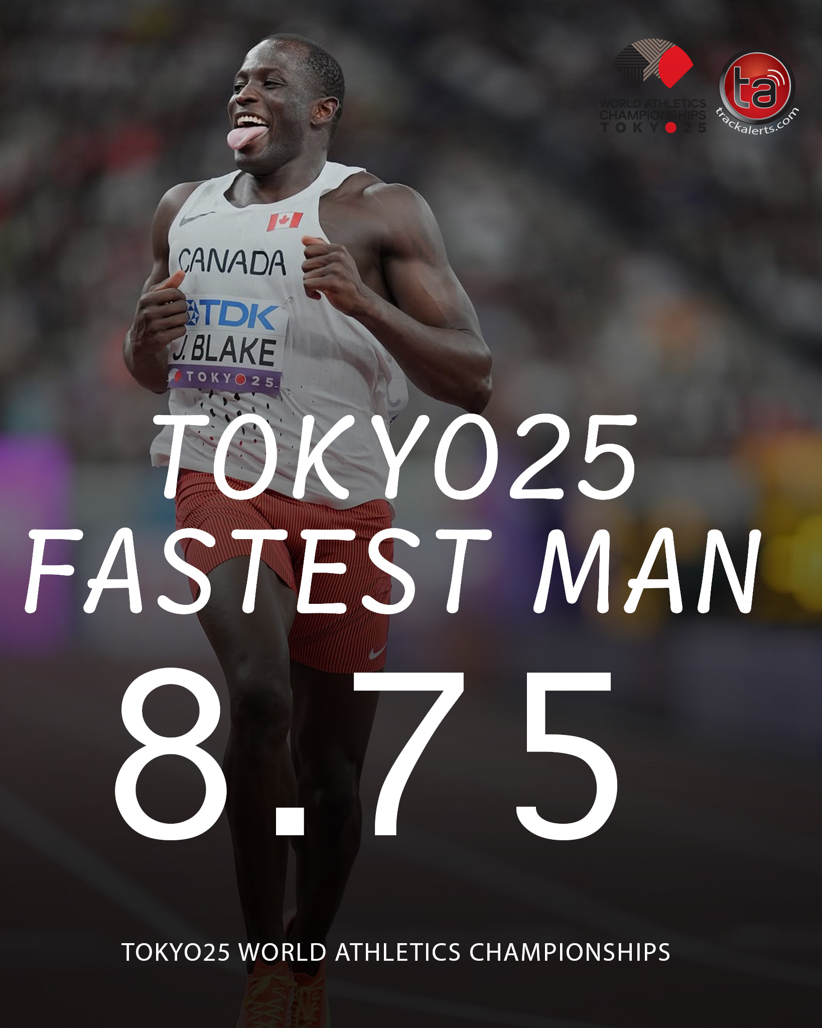 Jerome Blake Flashes 8.75 to Claim Fastest Man Title at Tokyo 2025 World Championships